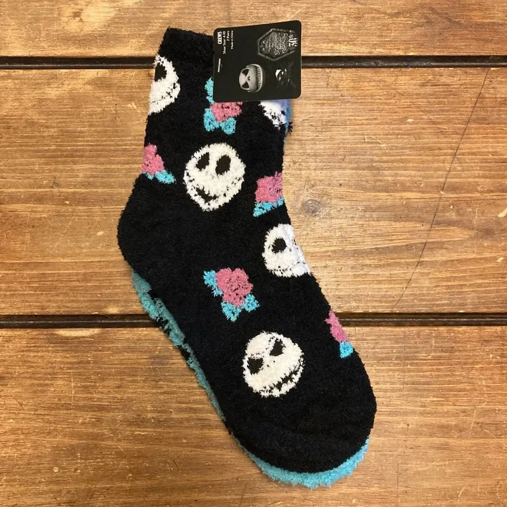 The Nightmare Before Christmas 2 Pair Crew Cozy Socks Jack Skellington NWT Black